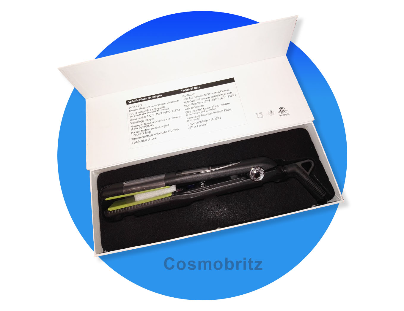 CosmoBritz Titanium flat iron (1 inch wide)
